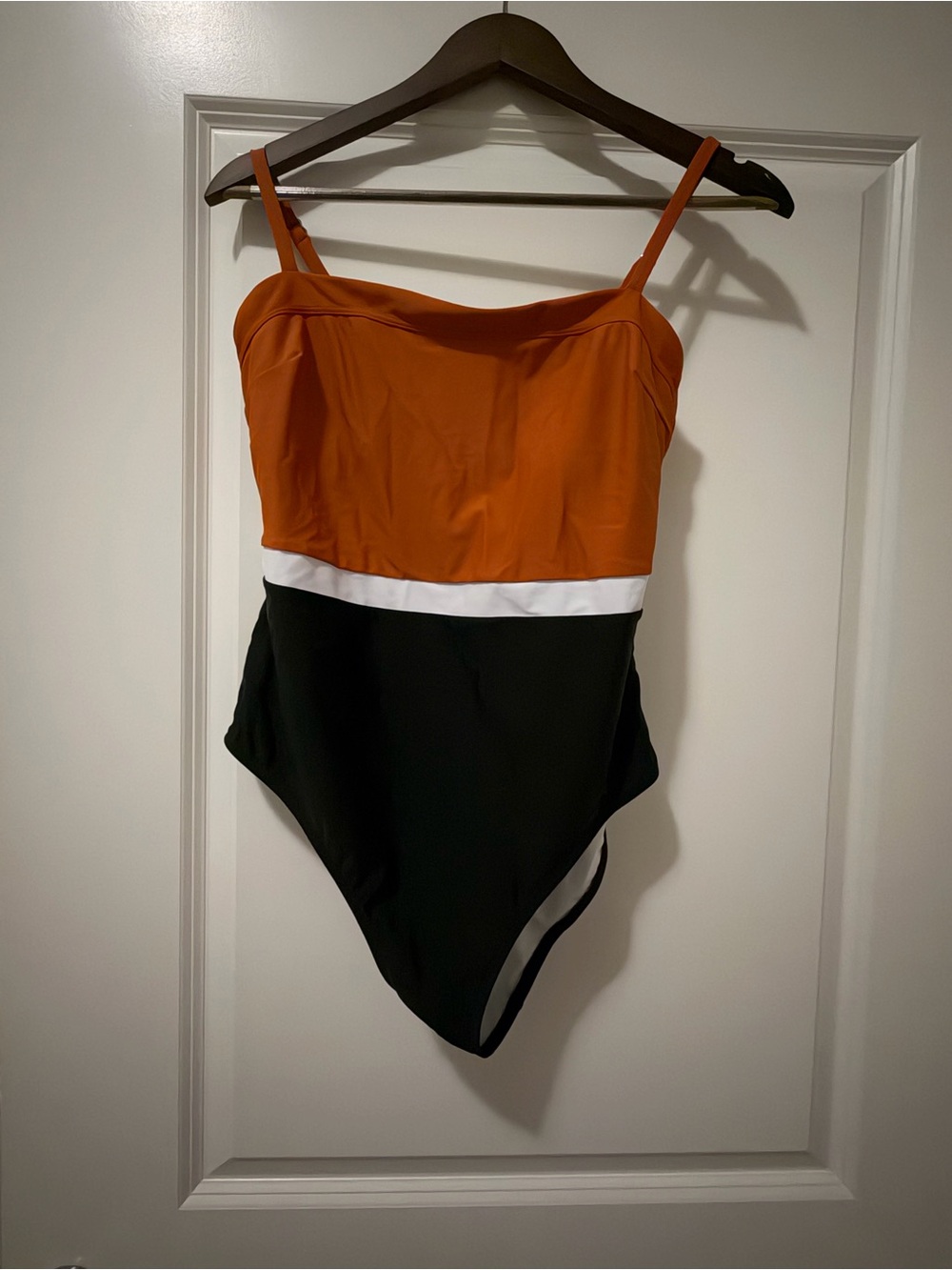 Colorblock One-Piece Swimsuit in Orange and Black